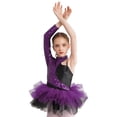 thumbnail image 2 of TiaoBug Girls Sequin Ballet Dance Leotard One Shoulder Tutu Dress Dancing Costume for Jazz Hip Hop Purple 6, 2 of 7