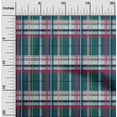 thumbnail image 1 of oneOone Cotton Jersey Dark Teal Green Fabric Madras Check Craft Projects Decor Fabric Printed By The Yard 58 Inches Wide, 1 of 4