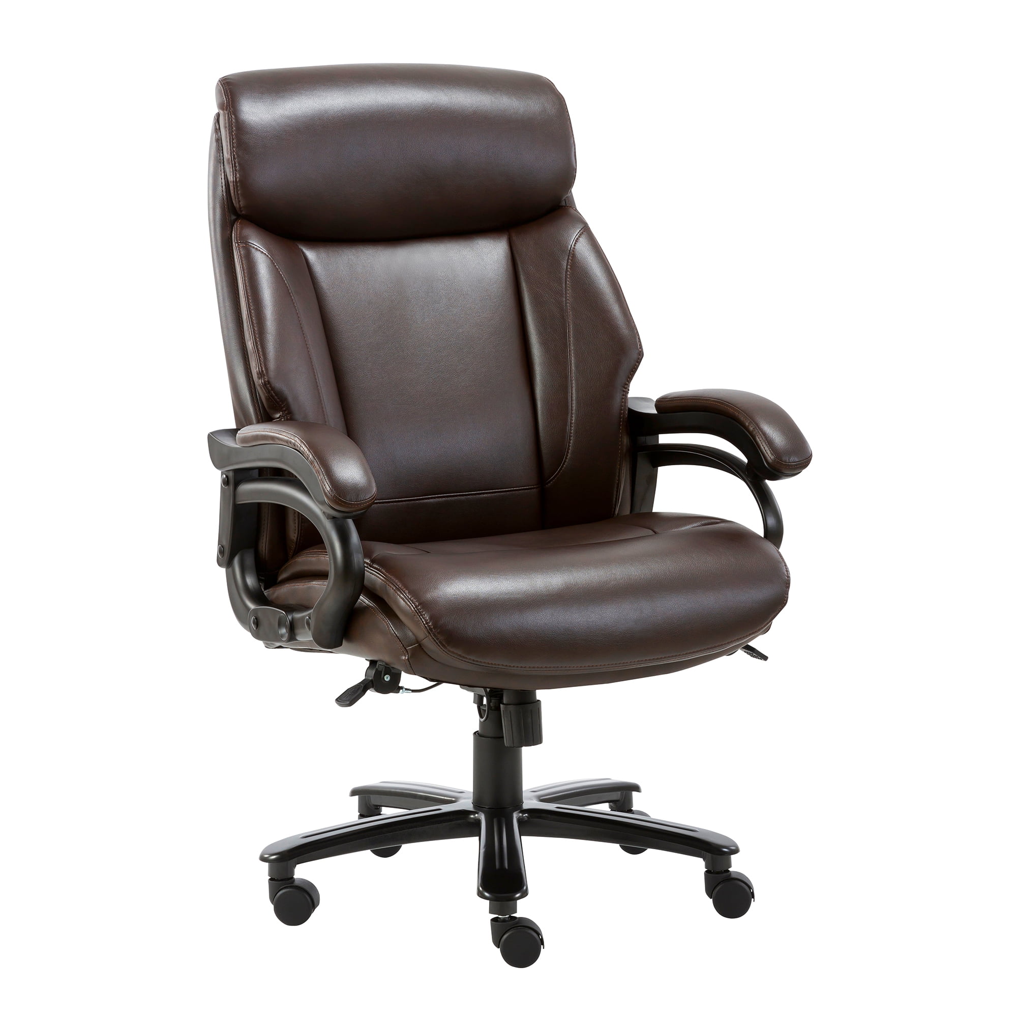 COLAMY High Back Leather Executive Large Office Desk Chair, Brown ...