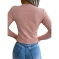 thumbnail image 5 of Qmyliery Women's Cutout Knit Tops, Fashion Long Sleeve Cable Knit Round Neck Slim Fit Sweaters, 5 of 6