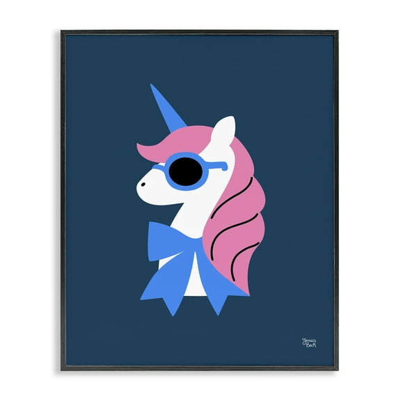 Stupell Industries Stylish Unicorn in Sunglasses Fantasy & Sci-Fi Painting Black Framed Art Print Wall Art, 11 x 14