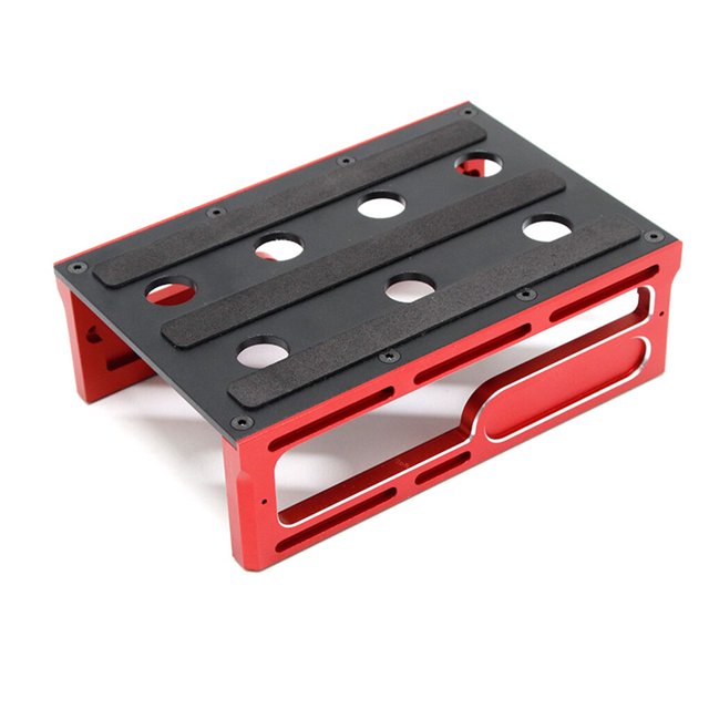 Station de Réparation de Voitures en Métal RC Support de Travail Réutilisable Résistant à l'Usure 1/8 1/10 Crawler Accessoires Imperméable à l'Eau Voitures d'Escalade Pièces Modèle Rouge Noir
