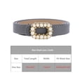 thumbnail image 4 of INSPIRE CHIC Women's Pearl Buckle Waist PU Leather Belt Skinny Adjustable Dress Pants Waistband Gray 40.2x0.7", 4 of 6