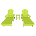 thumbnail image 3 of WestinTrends 3 Piece Adirondack Poly Reclining Chaise Lounge With Arms & Wheels, Lime, 3 of 5