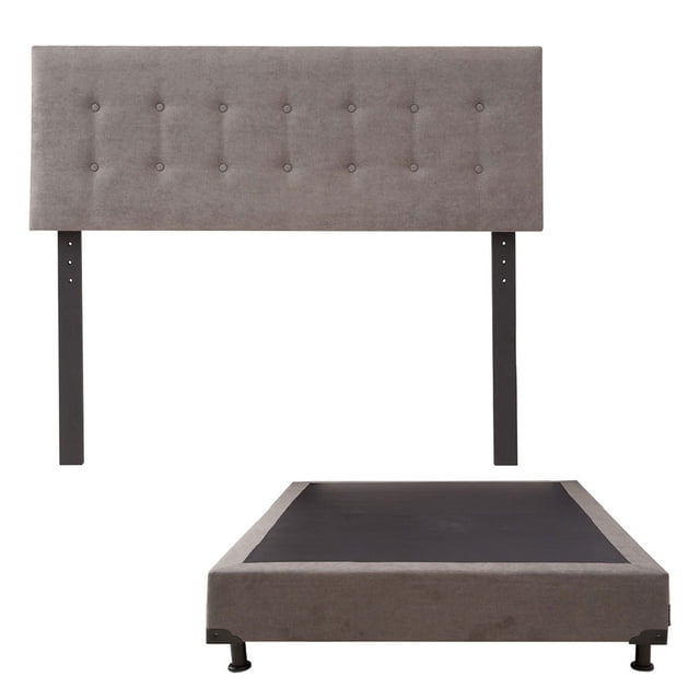 Box Base Cama Queen Size + Cabecera Bilbao Gris Dicasa Bilbao Bless