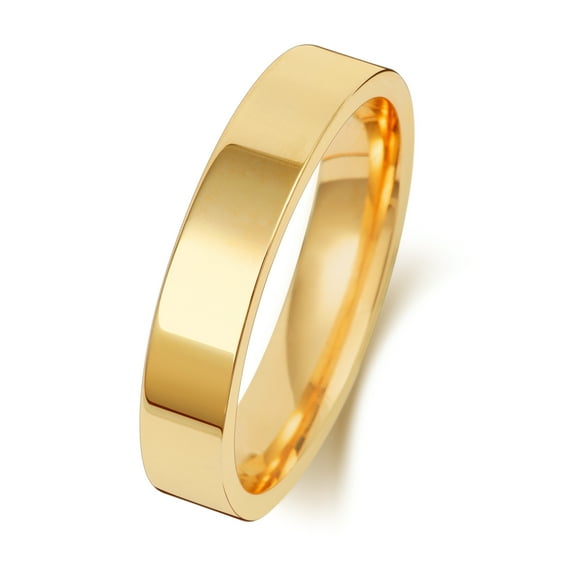 Heavy 9k Gold 4mm Flat Court Comfort Men/Women Wedding Band/Ring
