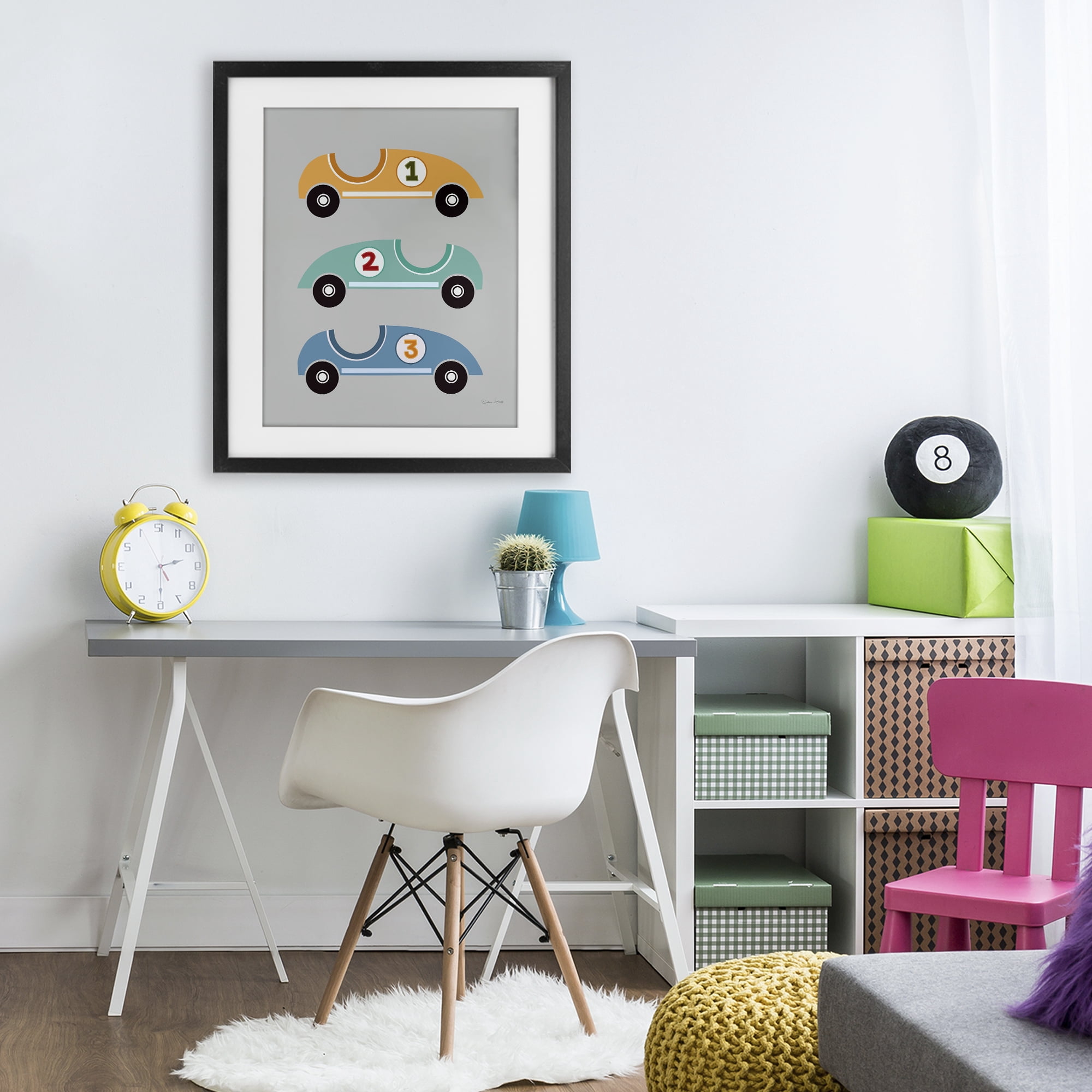 Stupell Industries Vroom Race Cars Black Framed Print Under Glass, design by Susan Ball