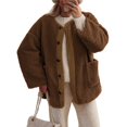 thumbnail image 3 of Women's Winter Coats Long Sleeve Button Up Fuzzy Fleece Jackets Outerwear Fall Fashion Clothes Brown S, 3 of 9