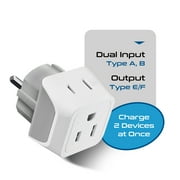 Ceptics CT-9 European Schuko German, France Travel Adapter Plug - Type E/F (3-Pack)