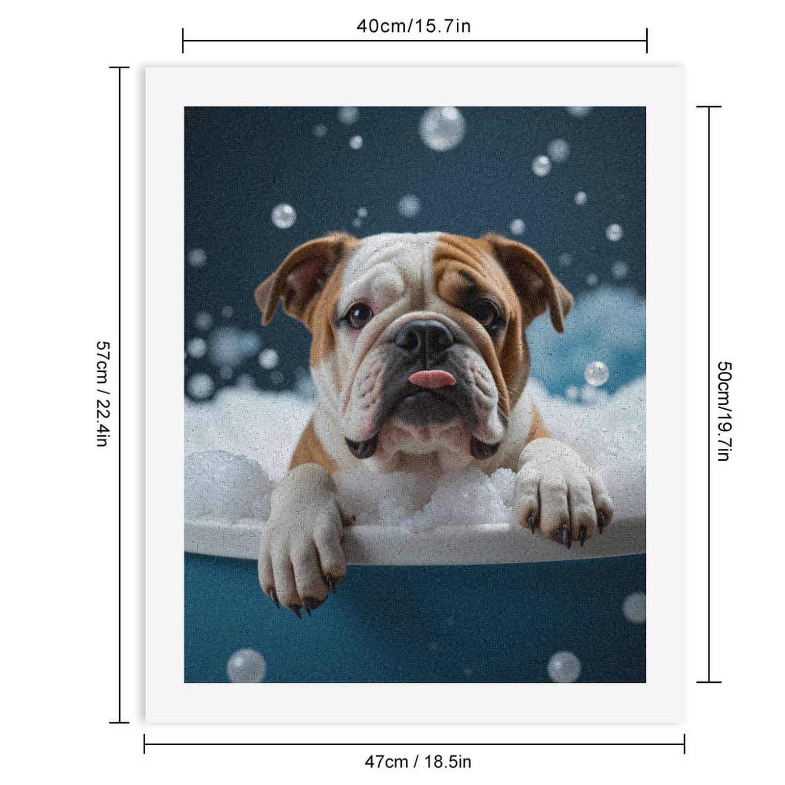 Paint By Numbers Kit for Adults Beginner - Dog Bubble Bath Playful Bulldog DIY Canvas Painting Kits for Adults, Frameless Paint By Number for Adults for Home Wall Decor 16x20 Inch