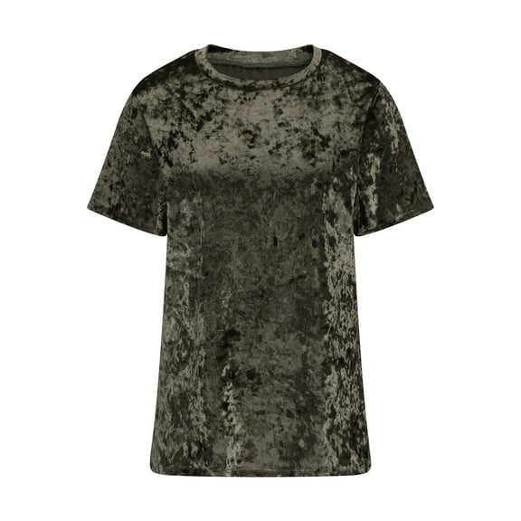 ZKCCNUK Womens Tops Crew Neck Velvet Tops Short Sleeve T-Shirt Casual Fashion Blouse