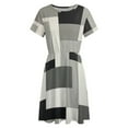 thumbnail image 4 of Abstract Geometric Art Beige Black Grey Short Sleeve Dress Women Summer Evening Dresses Ladies Sundress, 4 of 7