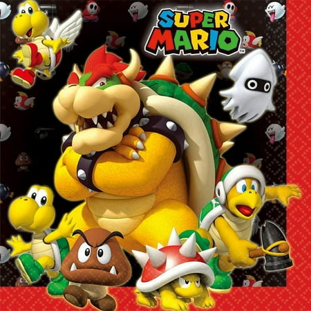 Super Mario Party Supplies 16 Pack Lunch Napkins