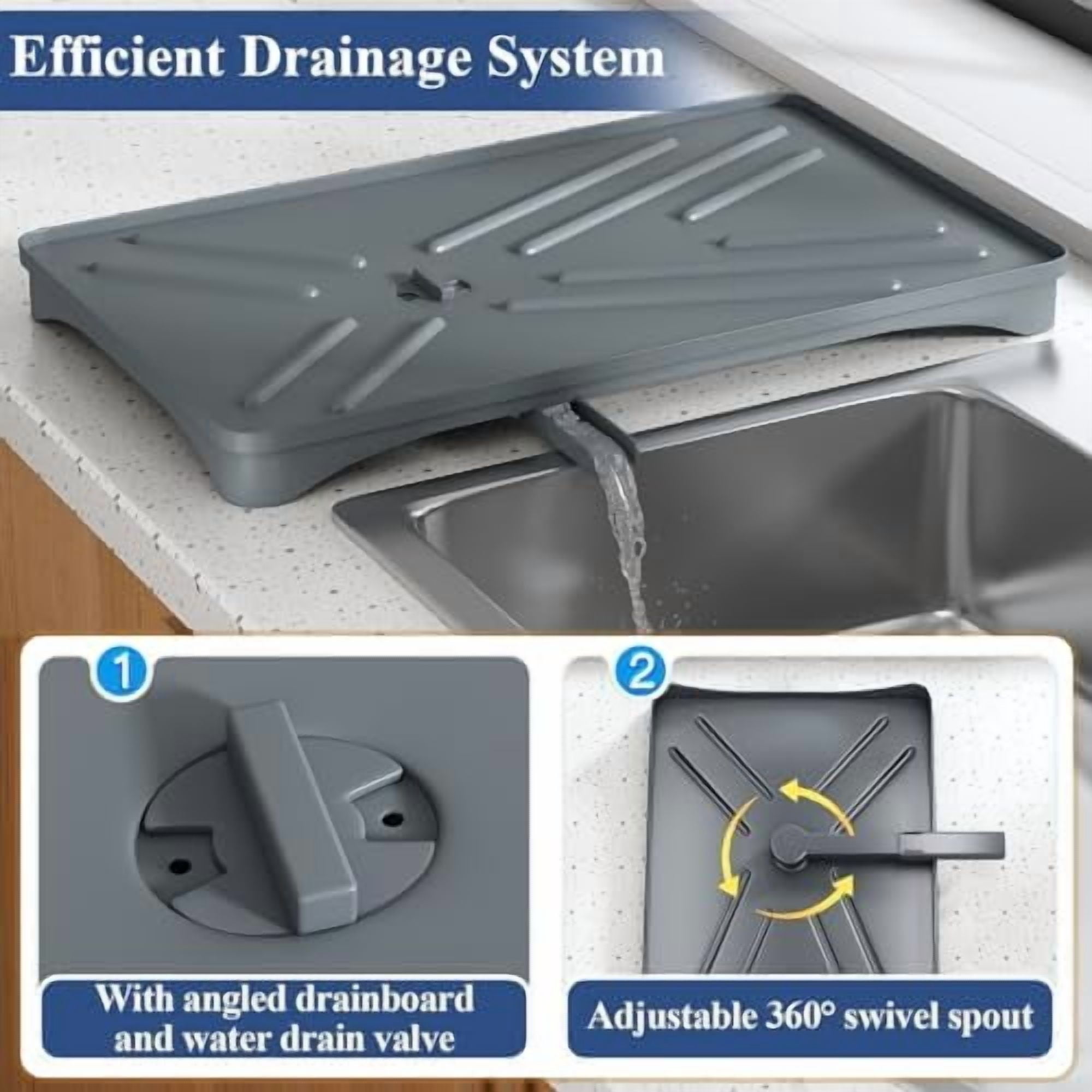 Dish Drying Rack for Kitchen Counter - Stainless Steel Dish Rack with Drainboard, Large Dish Drainer with Utensil Holder for Sink, Silver