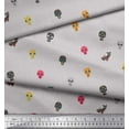 thumbnail image 2 of Soimoi Gray polyester Crepe Fabric Skull & Cat Tribal Printed Craft Fabric by the Yard 52 Inch Wide, 2 of 3