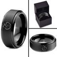 thumbnail image 4 of Tungsten Family Tree Kids Parents Parenthood Hug Band Ring 8mm Men Women Comfort Fit Black Step Bevel Edge Brushed Polished, 4 of 4
