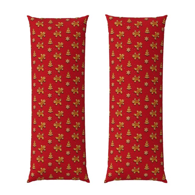 Fotbe Gingerbread Man Funda para Almohada Corporal con Diseño, Funda de Microfibra Ultrasuave de 20x54 Pulgadas, Ropa de Cama Elegante