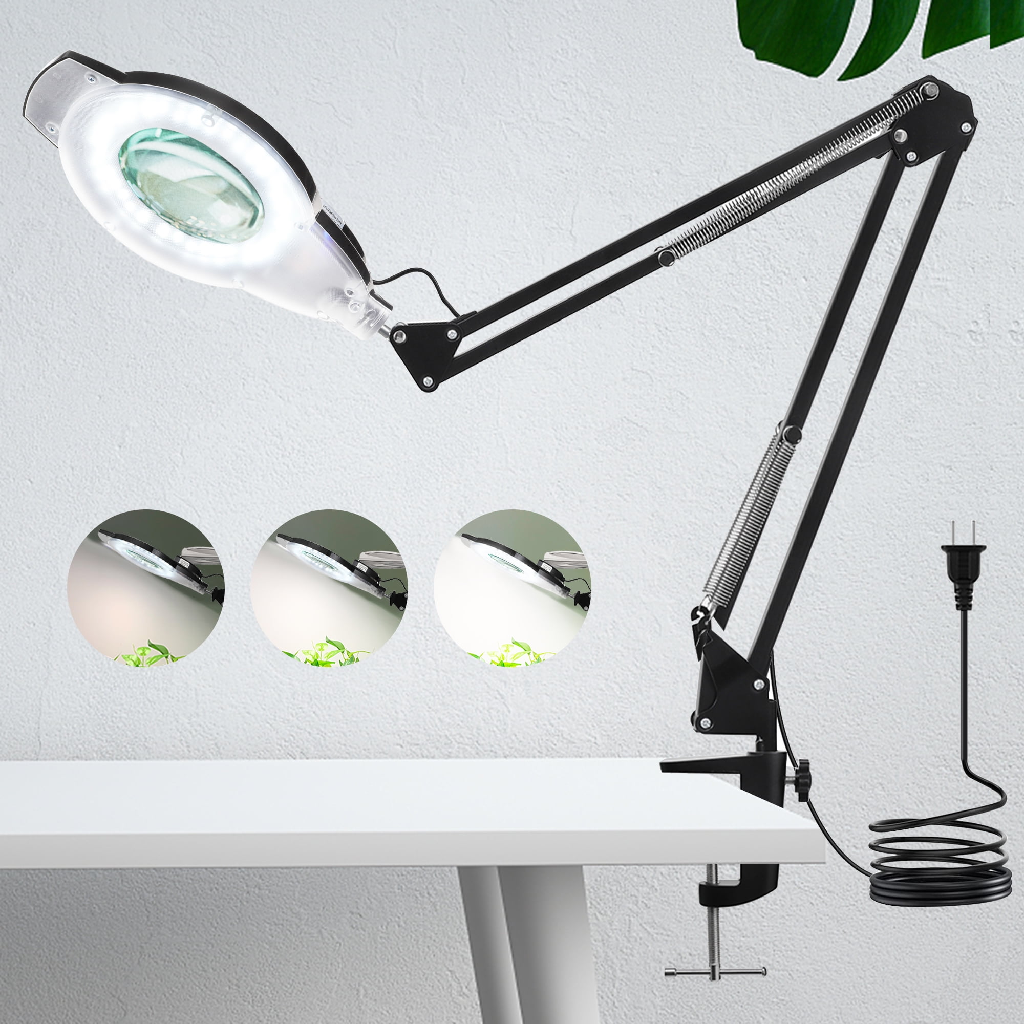 KIRKAS LED 5X Magnifying Desk Lamp, 2,200 Lumens Stepless Dimmable, 8