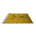 thumbnail image 2 of Ahgly Company Machine Washable Indoor Square Oriental Yellow Industrial Area Rugs, 4' Square, 2 of 4