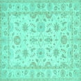 thumbnail image 1 of Ahgly Company Indoor Square Oriental Turquoise Blue Traditional Area Rugs, 3' Square, 1 of 4