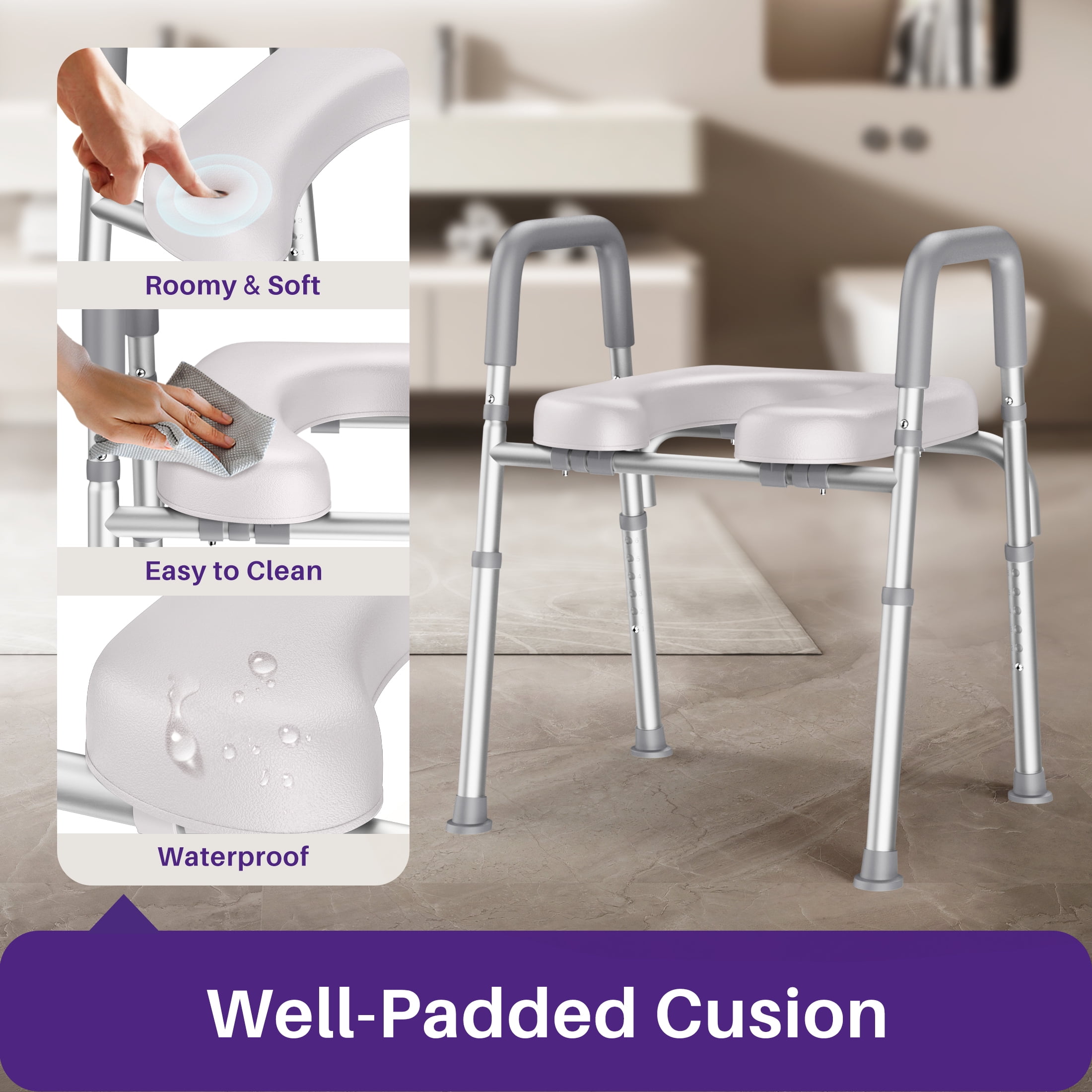 KEKOY Toilet Seat Riser for Seniors, Raised Toilet Seat with Handles, FSA HSA Eligible 400lb Elevated Toilet Risers, Tool-Free Assembly with Adjustable Height & Width