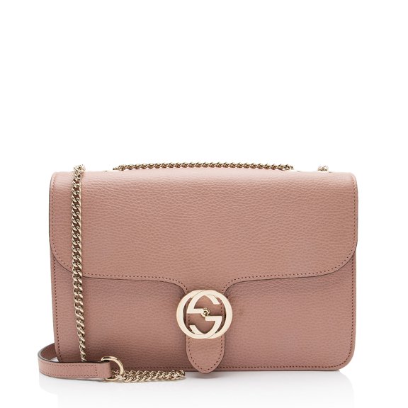 Pre-Owned Gucci Grained Calfskin Interlocking G Medium Shoulder Bag