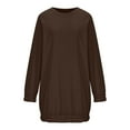 thumbnail image 6 of pstuiky Womens Sweatshirt, Women Solid Color Round Neck Long Sleeve Sweatshirt Loose Fit Trendy Oversized Outwear Jackets Women Hoodies for Girl Flash Deals Coffee L, 6 of 6