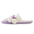 thumbnail image 2 of Women’s Fuzzy Knit Pom-Pom Memory Foam Slippers – Non-Slip House Shoes, Cozy Indoor Footwear, 2 of 10