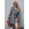 thumbnail image 3 of Floral Print V Neck Long Sleeve Ruffle Detail Dress for Women, 3 of 3