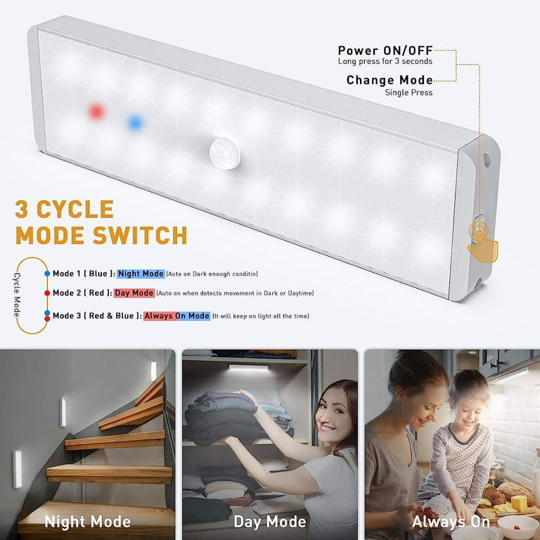 SZOKLED 20LED Under Cabinet Lights Remote Control, Dimmable Under Cabinet  Lighting Wireless, Rechargeable Under Counter Lights for Kitchen, Shelf