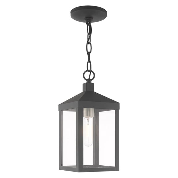 20591-76 Livex Lighting Nyack - 1 Light Outdoor Pendant Lantern in Mid Century Modern Style - 6.25 Inches wide by 14.5 Inches high-Scandinavian Gray