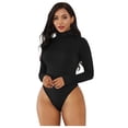 thumbnail image 2 of Joau Womens Turtleneck Bodycon Short Jumpsuits Bodysuits Tummy Control Seamless Long Sleeve One Piece Rompers Outfits for Yoga Sports Workout, 2 of 7