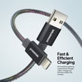 thumbnail image 3 of Powertek MFi Certified USB-A to Lightning Metallic Shine Pastel Charging Cable, 6 ft, Black, 3 of 6