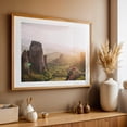 thumbnail image 4 of Meteora monasteries at sunset | mountain landscape photo in Greece - Greece Photography Landscape Mountain Nature Scenic Sunset Travel Poster Architecture Oak Framed Wall Art Print 5 x 7 inches, 4 of 6