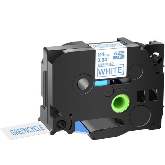 GREENCYCLE 1PK Compatible for Brother P-touch Blue on White 24mm 8m TZ TZE TZe-253 TZ-253 TZe253 TZ253 Laminated Label Tape