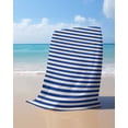 thumbnail image 4 of Dark Blue Striped Beach Towels Oversized Super Absorbent, Modern Beige Geometric Country Lightweight Bath Towel Quick Dry Sets For Bathroom/Pool/Rv Camping/Beach Play/Gym Room/Picnic 23"x47", 4 of 8