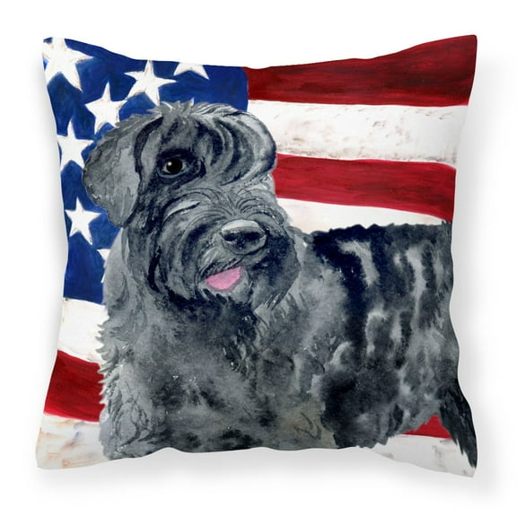 Carolines Treasures BB9660PW1818 Giant Schnauzer Patriotic Fabric Decorative Pillow  18H x18W multicolor
