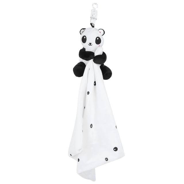 Toalla de dibujos animados para bebé, juguete de peluche colgante para recién nacido, toalla relajante para bebé, oso blanco y negro