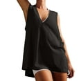 thumbnail image 3 of Robe de Plage Sans Manches pour Femmes, Chemises à Col en V, Décontractée d'Été, Hauts de Couverture Unis Sans Manches, 3 of 7