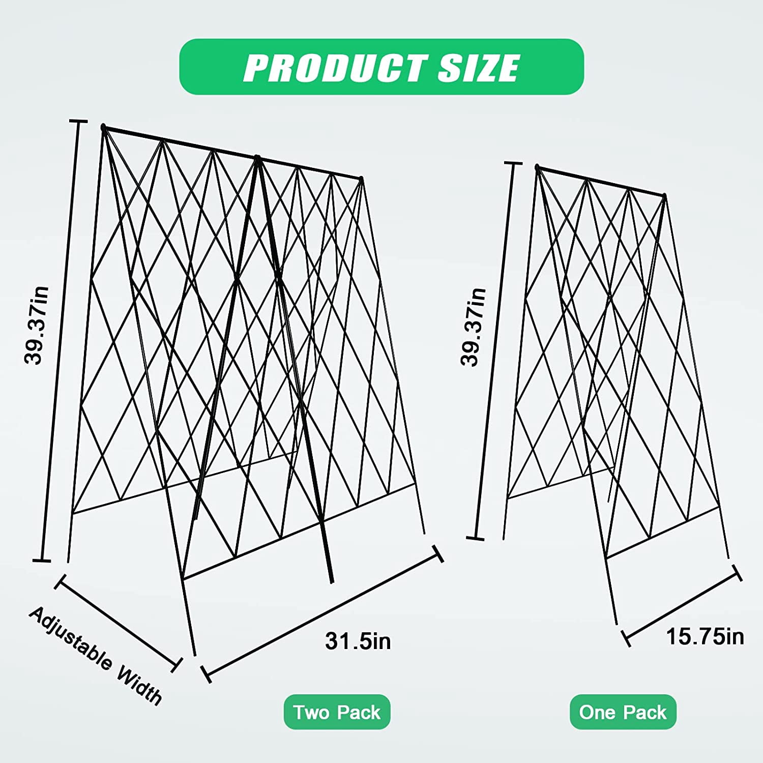 Cucumber Trellis, 2 Pack Metal Foldable A Frame Garden Trellis for Raised Bed Climbing Plants, Vegetables, Includes Plant Support Clips, Twist Ties, Plastic Ties, A Frame Trellis, Black