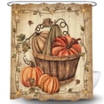 thumbnail image 3 of Fall Shower Curtains for Bathroom, Autumn Pumpkin Harvest Farmhouse Thanksgiving Halloween Maple Leaves Fabric Shower Curtain with Hooks Set 72x72 Inch, 3 of 6