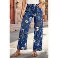 thumbnail image 4 of Floral Print Wide Leg Pants for Women Trendy Mid Rise Boho Ankle Cute Jeans S, 4 of 9