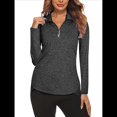 thumbnail image 2 of Sudadera Deportiva de Larga con Cremallera de 1/4 y Protección Solar UPF 50+ para Mujer, de Secado Rápido, para Hacer Ejercicio y Senderismo. Negro L, 2 of 8