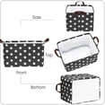thumbnail image 3 of Sea Team Stylish Star Pattern Canvas Fabric Storage Basket Collapsible Geometric Design Storage Bin with Drawstring Cover and PU Leather Handles, 16.5 by 11.8 inches, Black, 3 of 7