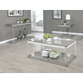 thumbnail image 2 of Claude Sofa Table with Lower Shelf Chrome and Clear, 2 of 3