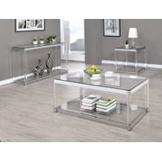Claude Sofa Table with Lower Shelf Chrome and Clear