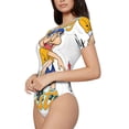 thumbnail image 2 of Lsque Sml Jeffy Women's Crew Neck Short Sleeve Bodysuit Basic T Shirts Tops Onesie Adult Cute Pajama-Small, 2 of 8