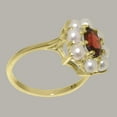 thumbnail image 3 of LBG British Made 18k Yellow Gold Natural Garnet & Cultured Pearl Womens Statement Ring - 33 size options - Size 4, 3 of 5