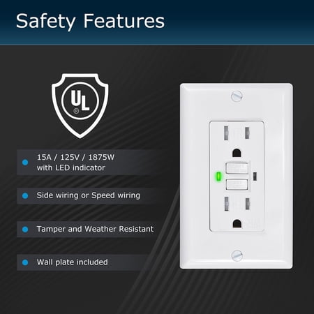 GFC2301 Duplex Self-Test Tamper and Weather Resistant GFCI Outlets with Wall Plate, TR/WR GFCI Outlets, 15 Amp 120V AC, White, UL Listed, 1 Pack$$Tools & Hardware Other