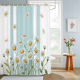 thumbnail image 4 of Shower Curtain Watercolor Daisy Leaf Shower Curtains for Bathroom Decor, Waterproof Polyester Shower Curtain Set with Hooks, Extra Long 72" x 96" Blue Stripes, 4 of 9